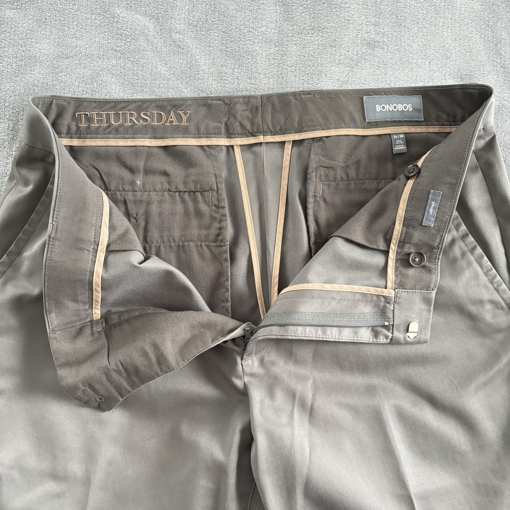 Bonobos Men's Dress Pants Khaki Gray Slacks Business Casual Work Trousers 34x30 - Picture 11 of 16